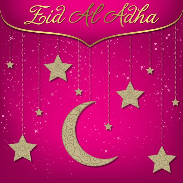 Decoración colgante tarjeta Eid Al Adha — Vector de stock