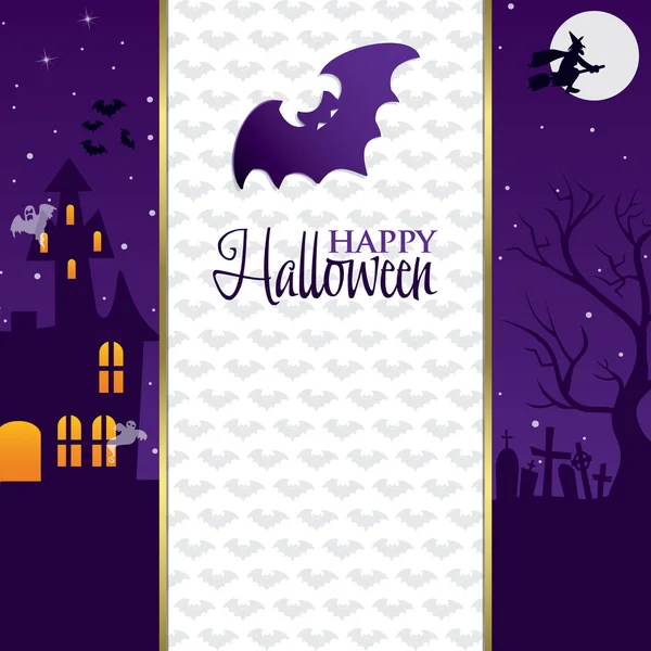 Tarjeta de invitación de Halloween murciélago — Vector de stock