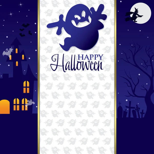 Cartão de convite Fantasma Halloween — Vetor de Stock