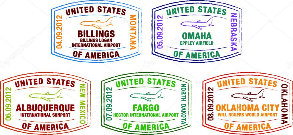 Passport stamps of major US airports