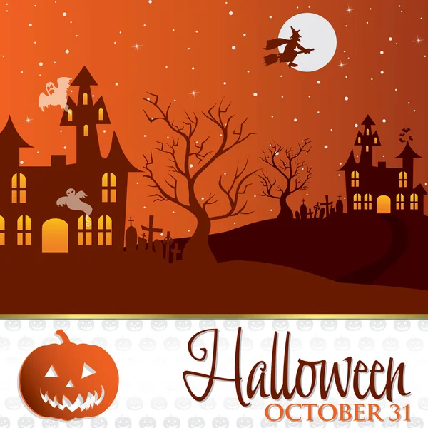 Jack o' Lantern Halloween invitation card — Stock Vector