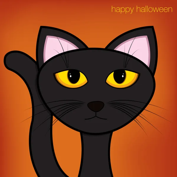 ハロウィン黒猫カード — ストックベクタ