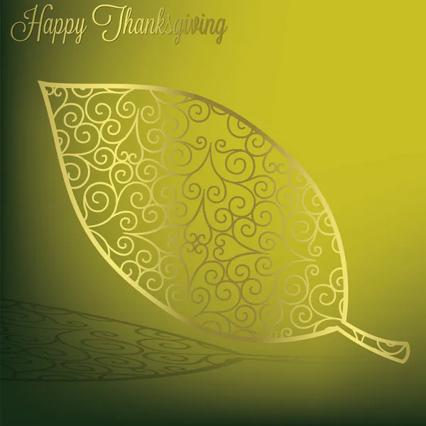 Филигранный лист открытки на День благодарения — стоковый вектор