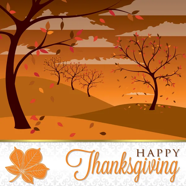 Field of trees Thanksgiving card — Stock Vector