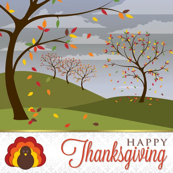 Field of trees Thanksgiving card — Stock Vector