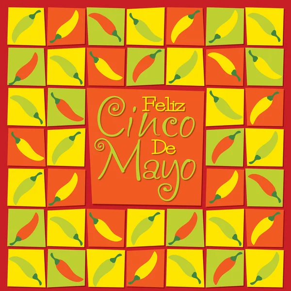 Kartu chili Cinco De Mayo - Stok Vektor