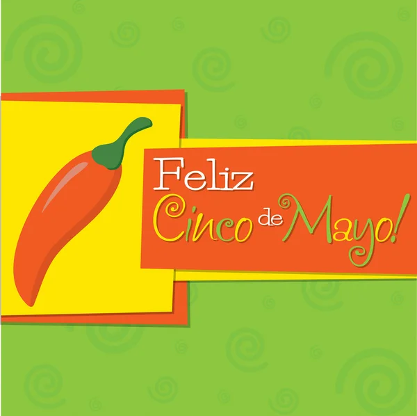Cartão Funky chili 'Feliz Cinco de Mayo' — Vetor de Stock
