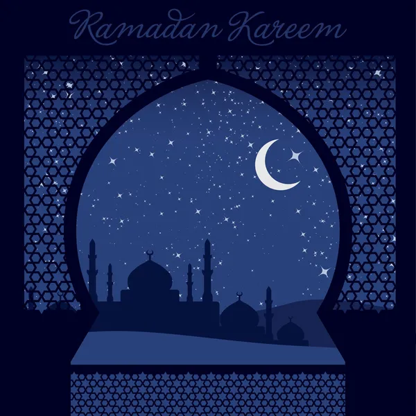 Ventana "Ramadan Kareem" tarjeta — Vector de stock