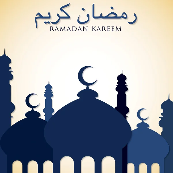 Tarjeta de la Mezquita Azul "Ramadan Kareem" — Vector de stock