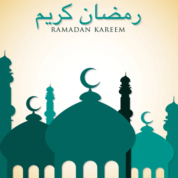 Tarjeta de la Mezquita Verde "Ramadán Kareem" — Vector de stock