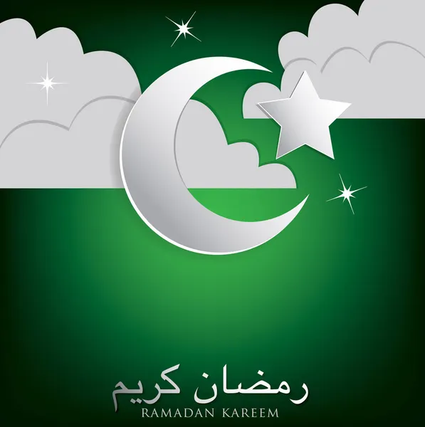 Moon, stars and cloud "Eid Mubarak" — Stock Vector