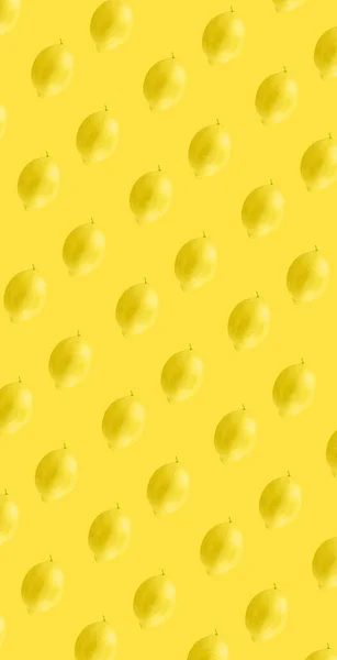 레몬은 노란 배경에서 만볼 수있는 가시없는 무늬이다 — 스톡 사진