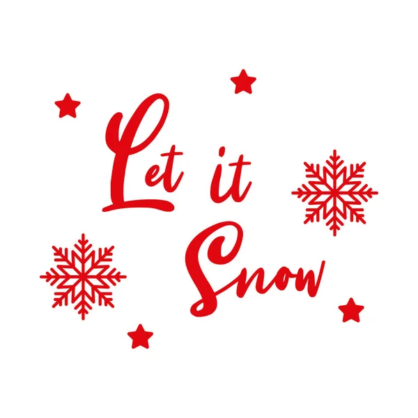 Que nieve invierno saludos rojo letras ilustración con copos de nieve — Archivo Imágenes Vectoriales