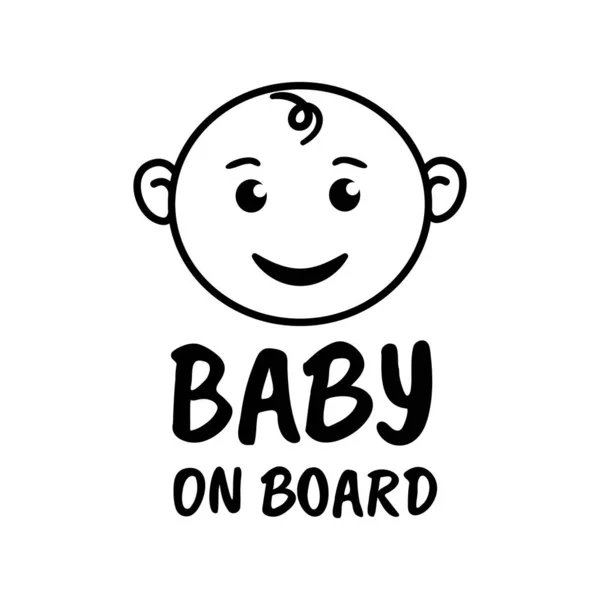 Baby on board smiley kid car rear window sticker silhouette design Vektor Grafikák
