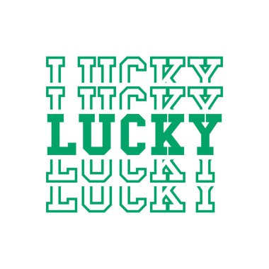 Lucky St. Patrick Tişört baskısı için yeşil aynalı metin tasarımı