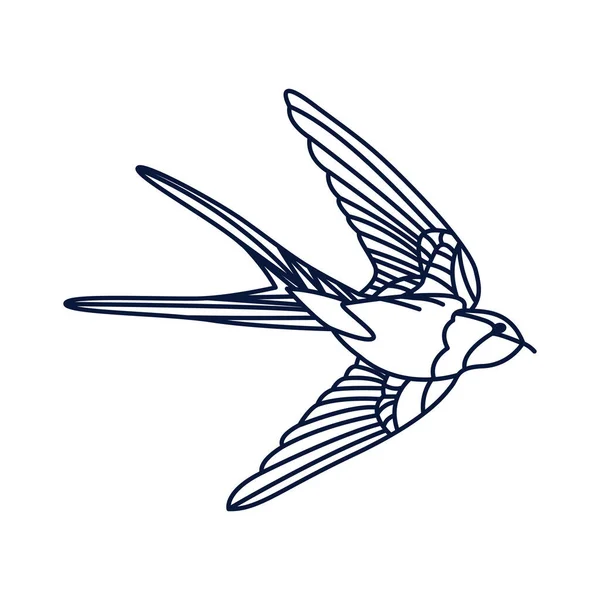 Avaler Dessin Ligne Oiseau Isolé Sur Blanc Martin Oiseau Style — Image vectorielle