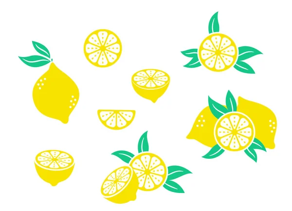 Limoni Freschi Raccolta Agrumi Clipart Illustrazioni Vettoriali — Vettoriale Stock