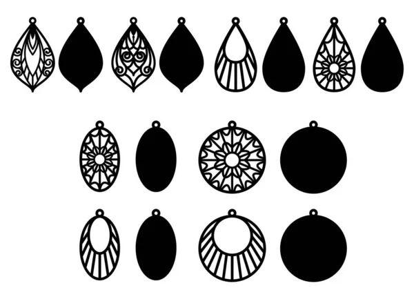 Earrings cutting template set of acrylic and wooden jewelry. Templates for laser cutting machines.