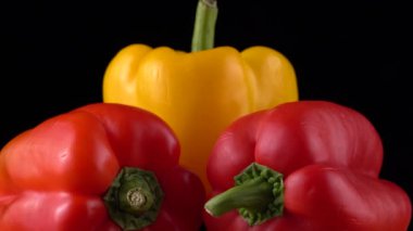 Tatlı biberler siyah arkaplanı kapatır