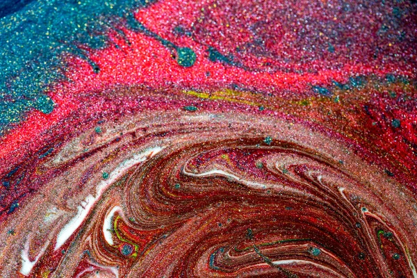 Abstrakcyjne kolorowe tło mieszanych wielokolorowych farb akrylowych z iskrami — Zdjęcie stockowe