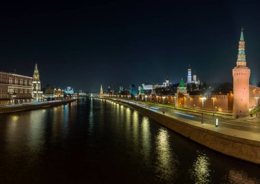 Gece Moskova 'da. Moskova Kremlin ve Kremlin seti