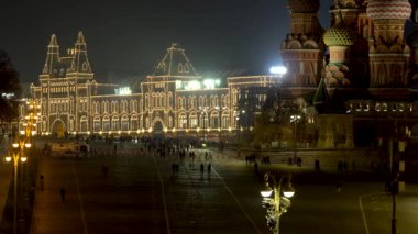 Gece Moskova 'da. Moskova Kremlin ve Kremlin seti