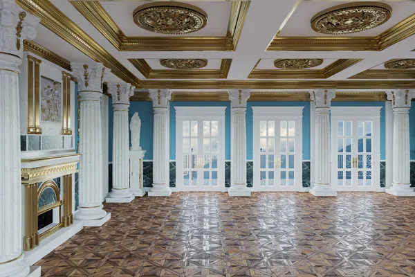 古典的なスタイルでホールの内部の3Dレンダリング — ストック写真