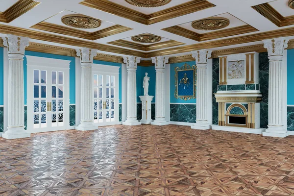 Salonun içini klasik bir şekilde 3D görüntüle