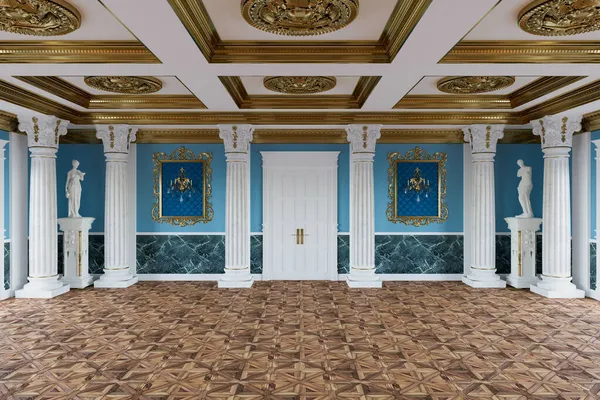 3d weergave van het interieur van de hal in een klassieke stijl — Stockfoto