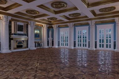 Salonun içini klasik bir şekilde 3D görüntüle