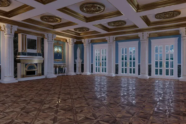 3d rendu de l'intérieur de la salle dans un style classique — Photo