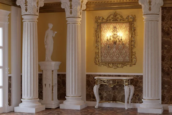 3D vykreslení interiéru sálu v klasickém stylu — Stock fotografie