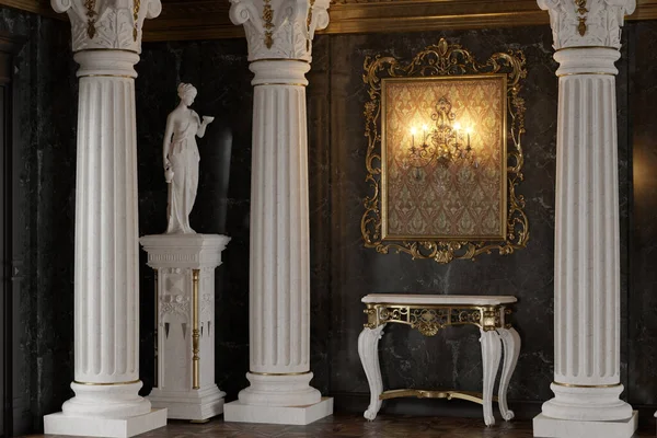 3d renderização do interior do salão em um estilo clássico — Fotografia de Stock