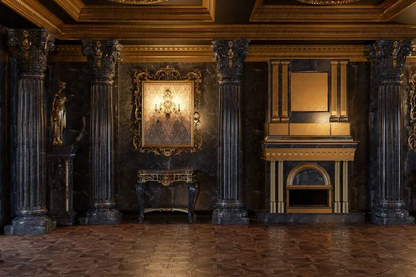 3d weergave van het interieur van de hal in een klassieke stijl — Stockfoto