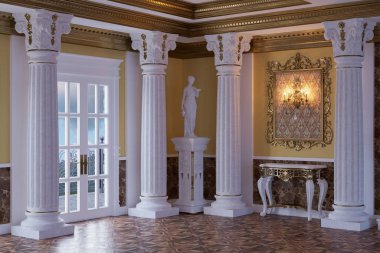 Salonun içini klasik bir şekilde 3D görüntüle