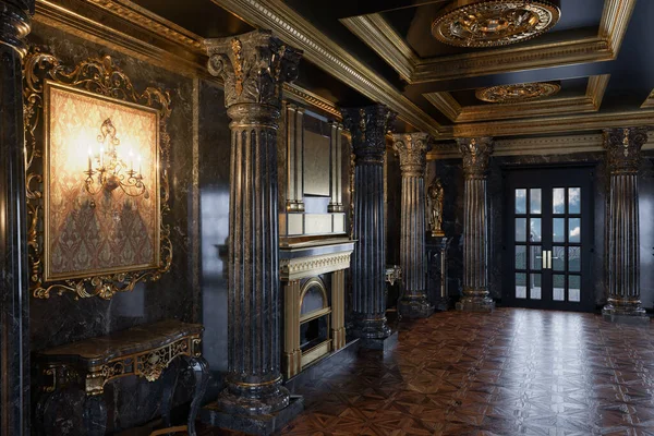 Salonun içini klasik bir şekilde 3D görüntüle