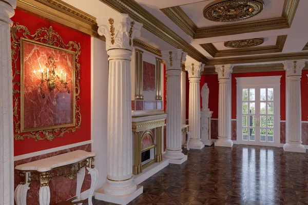 3d renderowanie wnętrza sali w stylu klasycznym — Zdjęcie stockowe