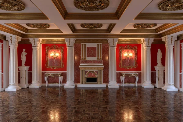 3d renderowanie wnętrza sali w stylu klasycznym — Zdjęcie stockowe