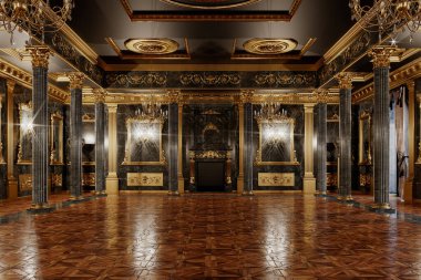 Salonun içini klasik bir şekilde 3D görüntüle