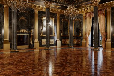 Salonun içini klasik bir şekilde 3D görüntüle