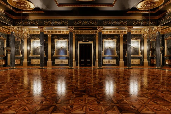 3D-Darstellung des Innenraums der Halle im klassischen Stil — Stockfoto