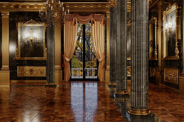 Salonun içini klasik bir şekilde 3D görüntüle