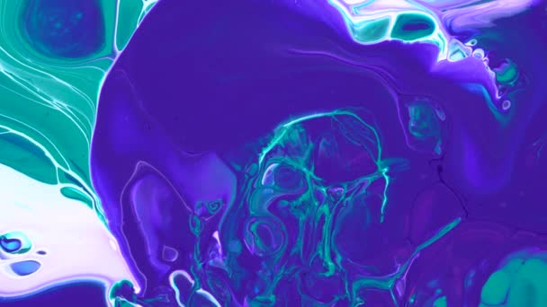 Мармуровий візерунок з кольорових рідких акрилових фарб. Барвистий абстрактний фон — стокове відео
