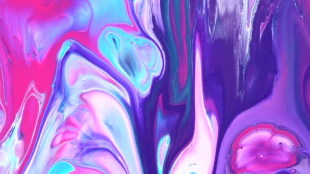 Мармуровий візерунок з кольорових рідких акрилових фарб. Барвистий абстрактний фон — стокове відео