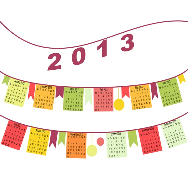Ημερολόγιο για το 2013, όπως σημαίες — Διανυσματικό Αρχείο