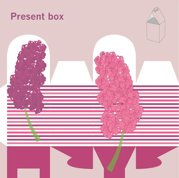 Present box with hyacinth — Stock Vector