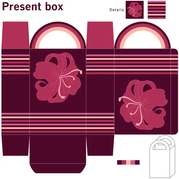 Caja con flores — Vector de stock