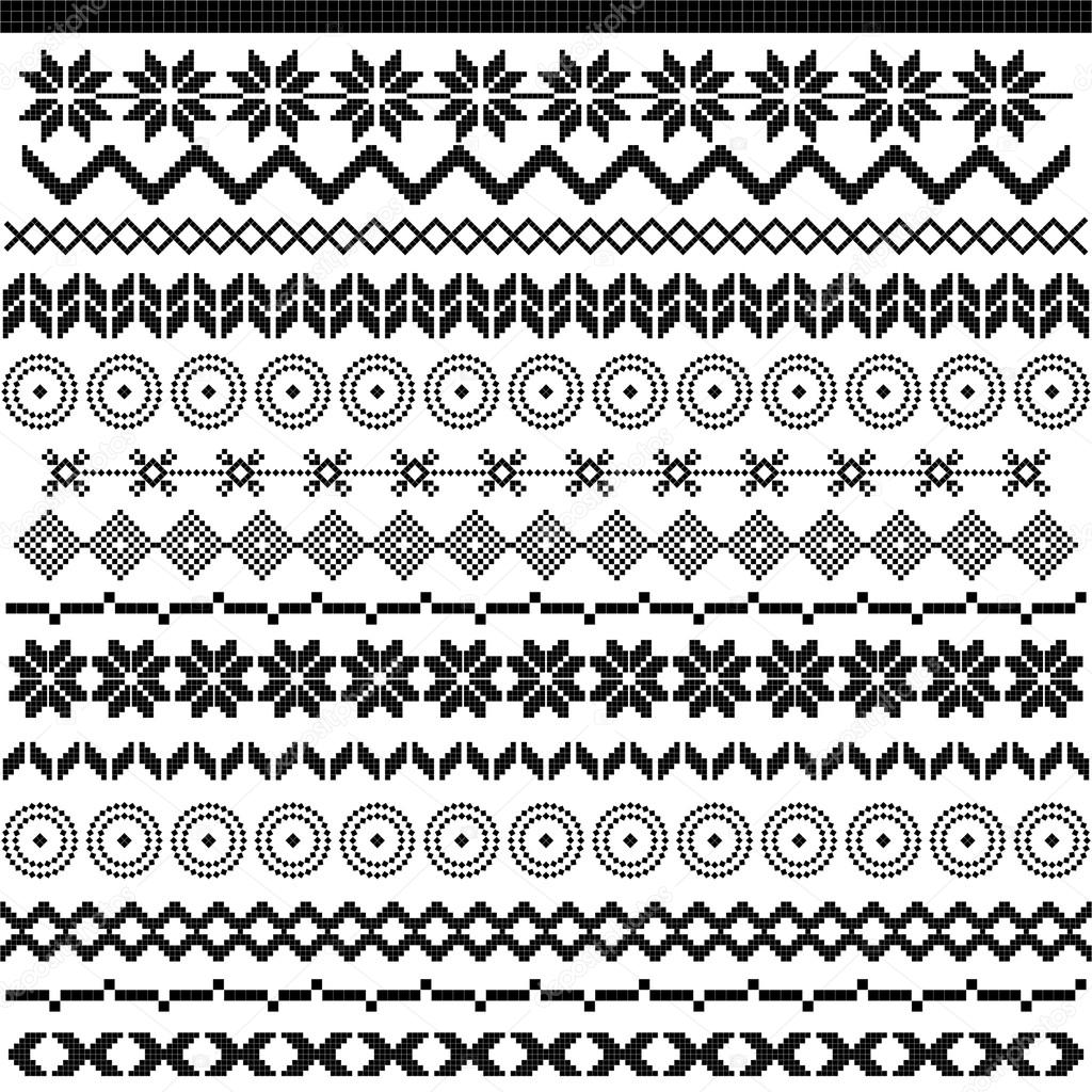 Ethnic pattern motifs - black and white