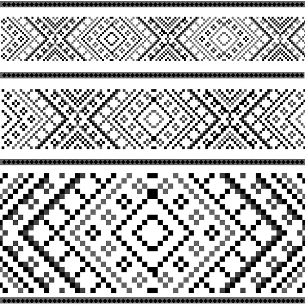 Variants of the ethnic ornament - black&white — Stock Vector