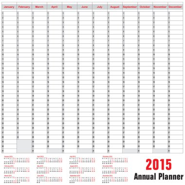 Tablo zamanlama - yıllık planlayıcısı 2015